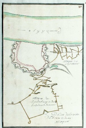 WHK 7 Reichs- und Französischer Krieg von 1688-1697 bis zum Frieden von Ryswick: Plan der Angriffe auf die Stadt Bonn, 1688