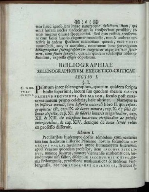 Bibliographiae Selenographorum Exegetico-Criticae Sectio I.