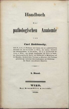 Handbuch der pathologischen Anatomie. Teil: 1. Handbuch der allgemeinen pathologischen Anatomie