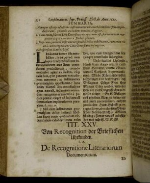 Tit. XXV. Von Recognition der Brieflichen Uhrkunden. [...]
