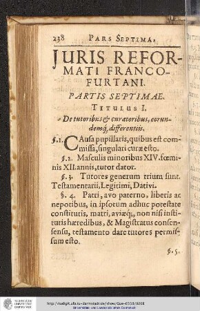 Juris Reformati Francofurtani Partis Septimae