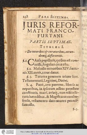 Juris Reformati Francofurtani Partis Septimae