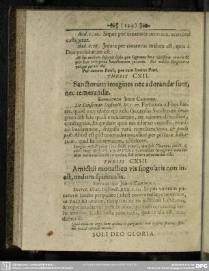 Thesis CXII. Sanctorum imagines nec adorandae sunt, nec remerandae