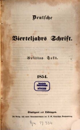 Deutsche Vierteljahrs-Schrift. 1854,3/4, 1854,3/4