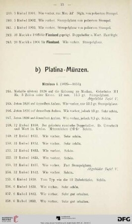 b) Platina-Münzen