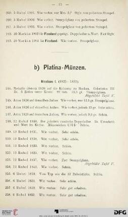b) Platina-Münzen