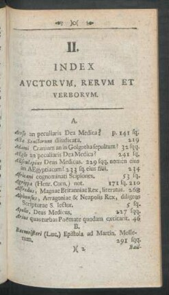 II. Index Auctorum, Rerum Et Verborum