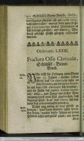 Observatio LXXXI. Fractura Ossis Claviculae, Schüssel-Beins-Bruch