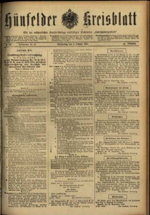 Ausgabe vom Donnerstag, den 03. Oktober 1918.