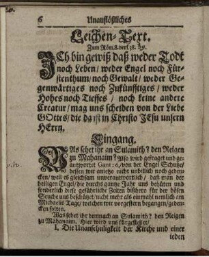 "Leichentext" und "Eingang"