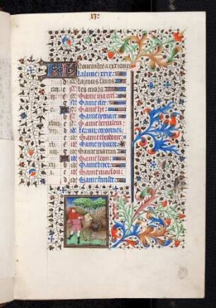 Kalendar: November; Monatsbild: Schweinehirt bei seinen Schweinen; Bordüre