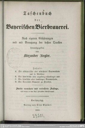1: Taschenbuch der Bayerischen Bierbrauerei