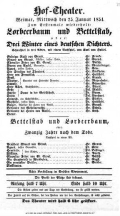 Bettelstab und Lorbeerbaum oder Zwanzig Jahre nach dem Tode