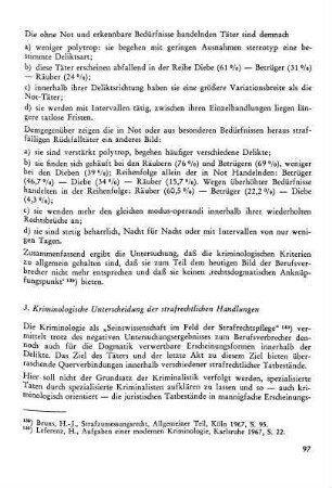 3. Kriminologische Unterscheidung der strafrechtlichen Handlungen