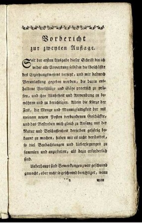 Vorbericht zur zweyten Auflage.