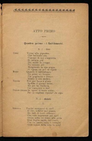 Quadro primo - I Saltibanchi