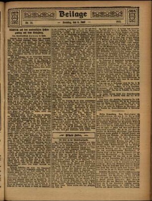 Zweite Ausgabe vom Sonntag, den 05. Juni 1921.