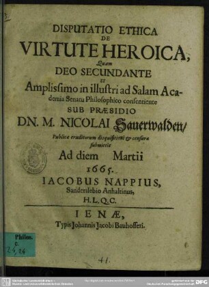 Disputatio ethica de virtute heroica
