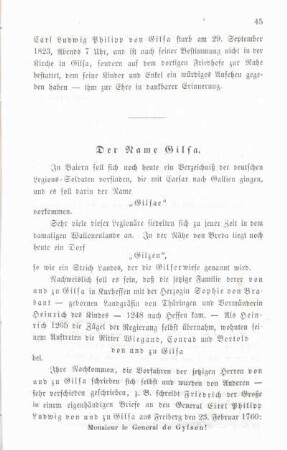 Der Name Gilsa.