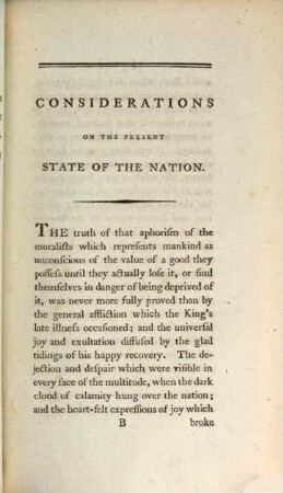 Considerations on the present State of the Nation