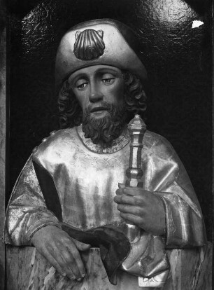 Jakobus der Ältere : Jakobus der Ältere (1486/1500). Mittelberg (Kleinwalsertal), Kirche (katholisch), Pfarrkirche Sankt Jodok, Antependium