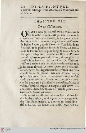 Chapitre VIII: De la miniature
