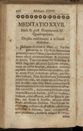 Meditatio XXVII. Feria II. post Dominicam IV. Quadragesimæ. - Meditatio XXVIII. Feria III. post Dominicam IV. Quadragesimæ.