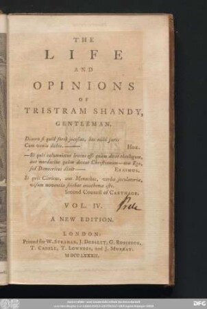 Vol. IV.: The Life And Opinions Of Tristram Shandy, Gentleman