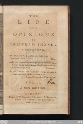 Vol. IV.: The Life And Opinions Of Tristram Shandy, Gentleman