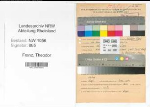 Entnazifizierung Theodor Franz , geb. 14.11.1904 (Schlosser)