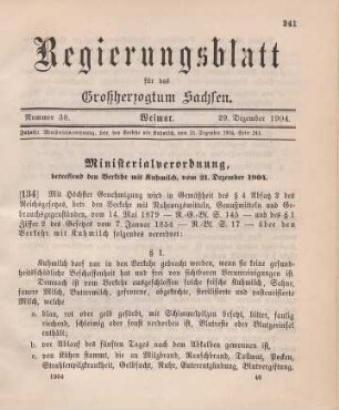 134. Ministerialbekanntmachung, betreffend den Verkehr mit Kuhmilch