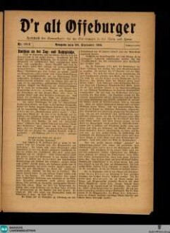 D' r Alt Offeburger : Zeitschrift der Heimatkunde für die Offenburger in der Nähe und Ferne