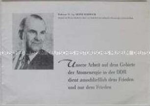 Propagandaschrift der Nationalen Front über die friedliche Nutzung der Atomenergie in der DDR