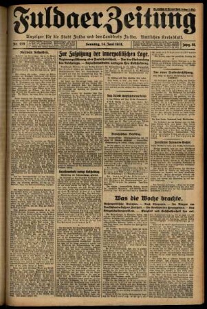 Erste Ausgabe vom Sonntag, den 14. Juni 1931.