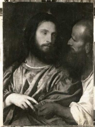 Gemälde "Der Zinsgroschen" (um 1516; T. Vecellio; Pappelholz; 75 x 56 cm; Staatliche Kunstsammlungen Dresden (SKD))