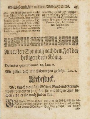 Am ersten Sonntag nach dem Fest der heiligen drey König.
