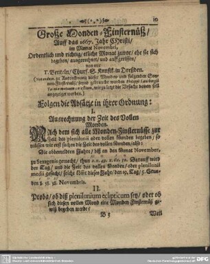 Große Monden=Finsternüß / Auff das 1667. Jahr Christi /
