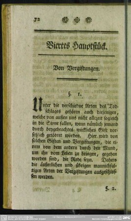 Viertes Hauptstück. Von Vergiftungen