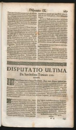 Disputatio Ultima. De Sanctisma Trinitate controverse.