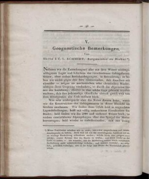 V. Geognostische Bemerkungen.