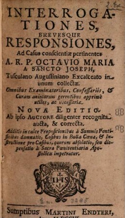 Interrogationes, Brevesque Responsiones, Ad Casus conscientiae pertinentes