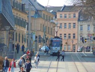 Plauen - Straßenbahnverkehr : Straßenbahnverkehr. Aufgenommen am 28. März 2012 in der Innenstadt von Plauen im Vogtland