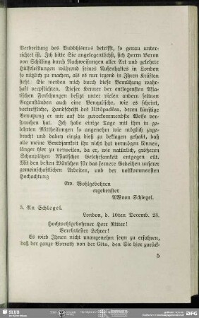 Christian Lassen an August Wilhelm von Schlegel, London, 10.12.1823