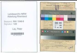 Entnazifizierung Peter Lay , geb. 08.09.1898 (Techniker)