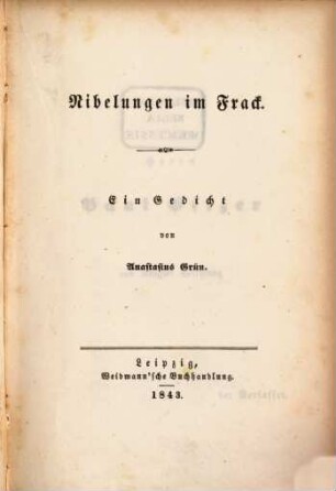 Nibelungen im Frack : ein Gedicht