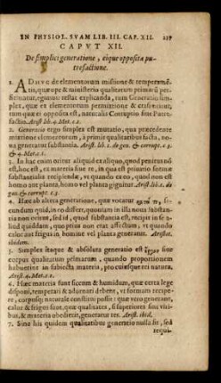 Caput XII. De simplici generatione, eique opposita putrefactione.