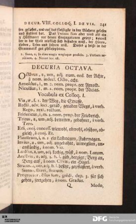Decuria octava.