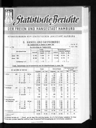 Der Fremdenverkehr in Hamburg im Januar 1964 : Lfd. Nr. 22