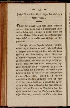Einige Worte über die Ursachen der niedrigen Korn-Preise