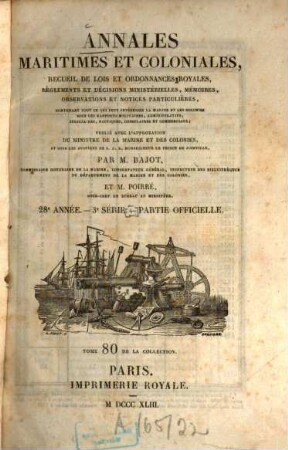 Annales maritimes et coloniales. Partie officielle. 28 = Sér. 3. 1843